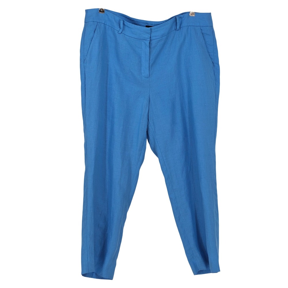 Talbots Linen Tapered Pants 16W Blue Coastal Classic Professional Lightweight